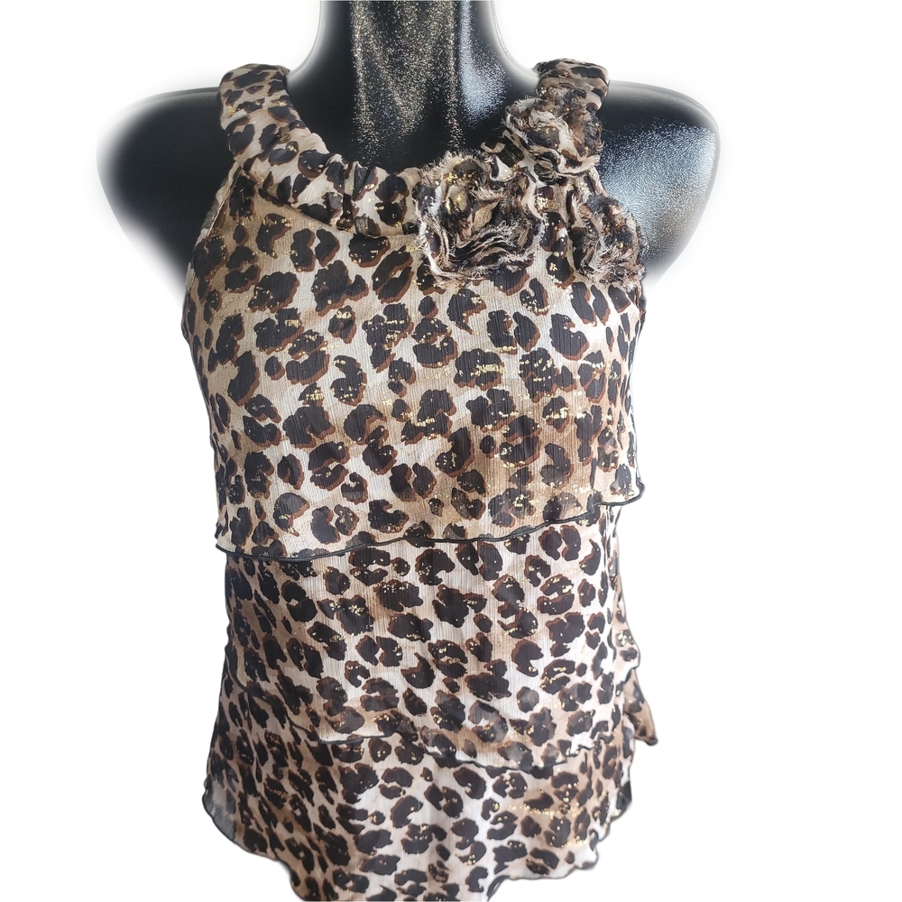 IZ Buyer Leopard Print Sleeveless Halter Top Size S